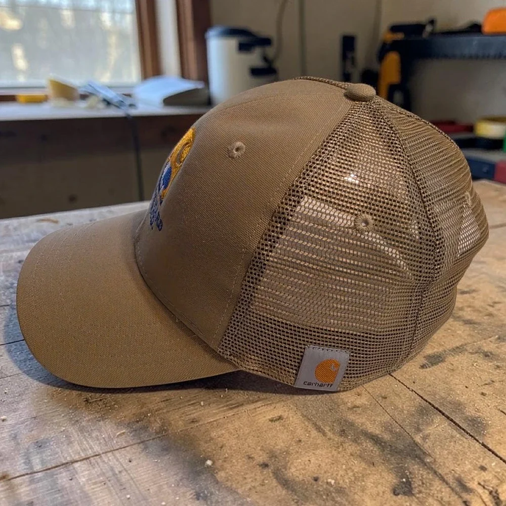 Carhartt Mens Blakes Hard Cider Co‎ Trucker Hat Tan Brown Mesh Snapback Cap